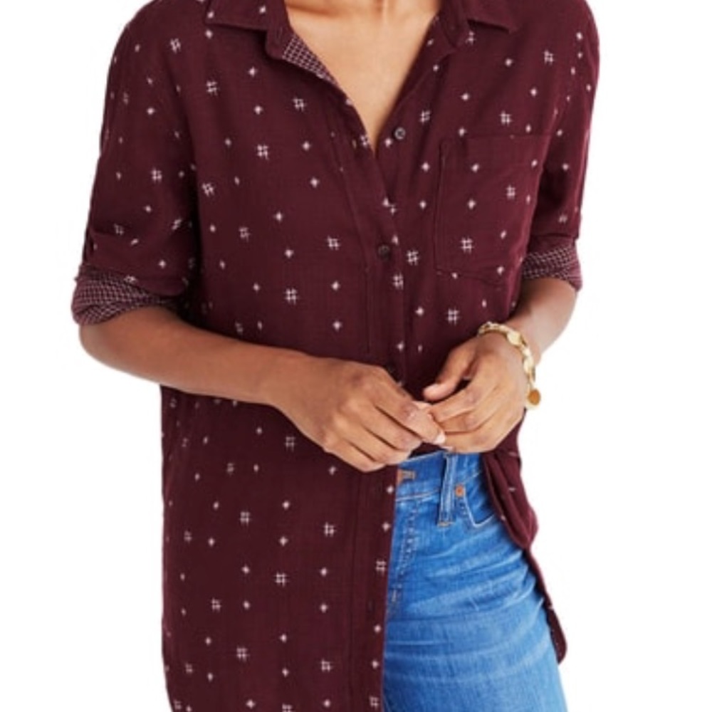 Madewell classic Ex Boyfriend Shirt Burgundy
